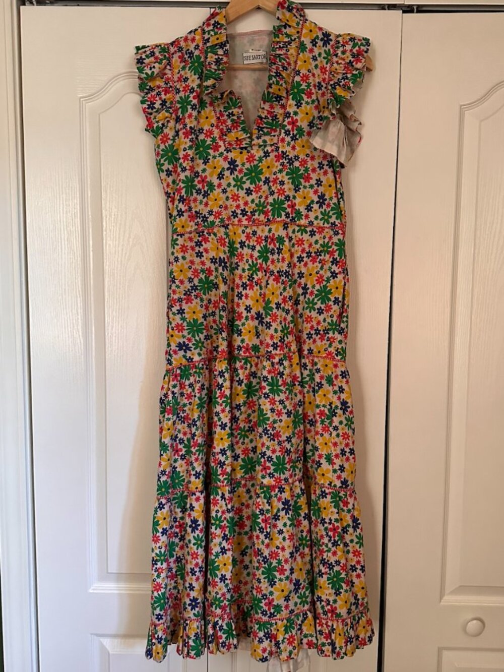 Sue Sartor Capped Sleeve Floral Maxi Dress